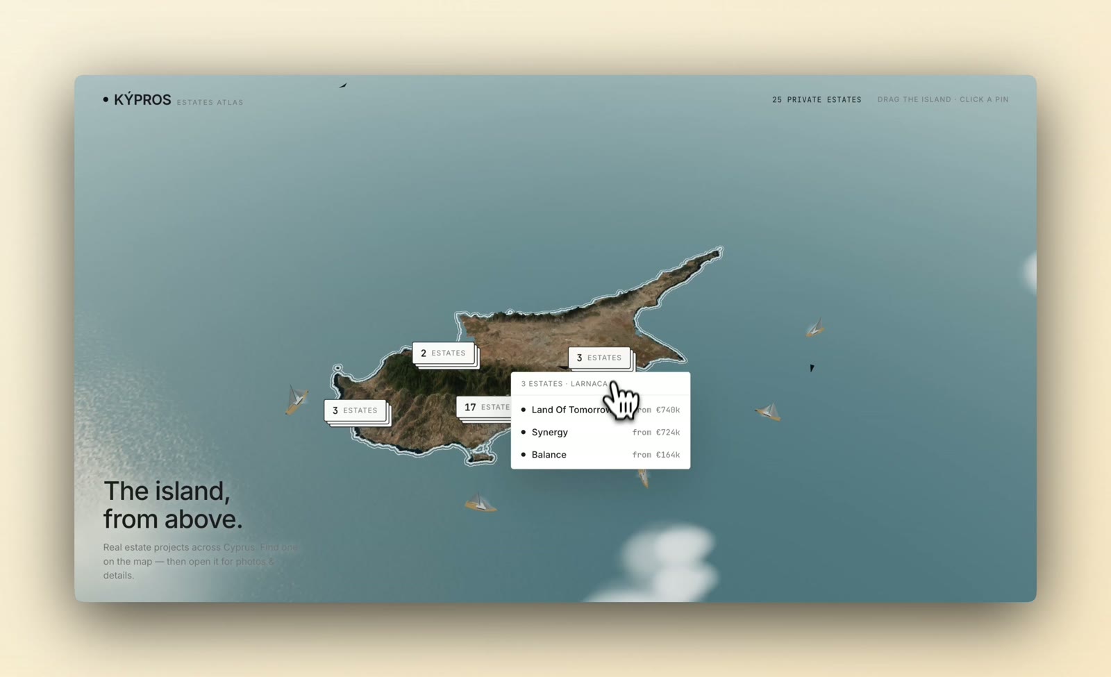 Demo: interactive island map for the sales office